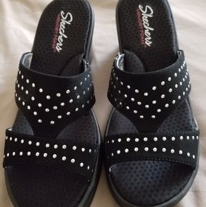 Skechers Rumblers Hope Floats black wedge sandals